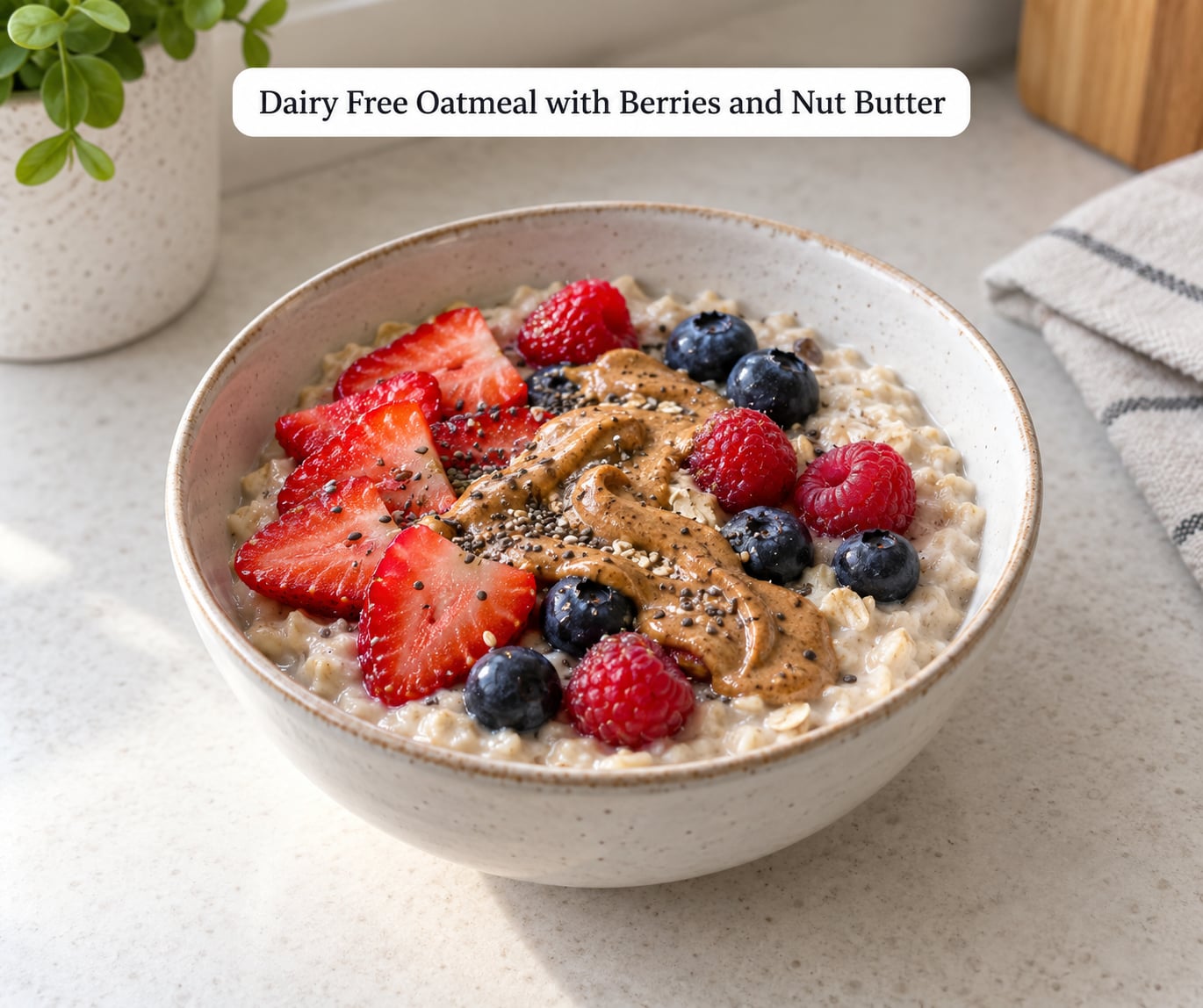 Dairy Free Oatmeal with Berries and Nut Butter