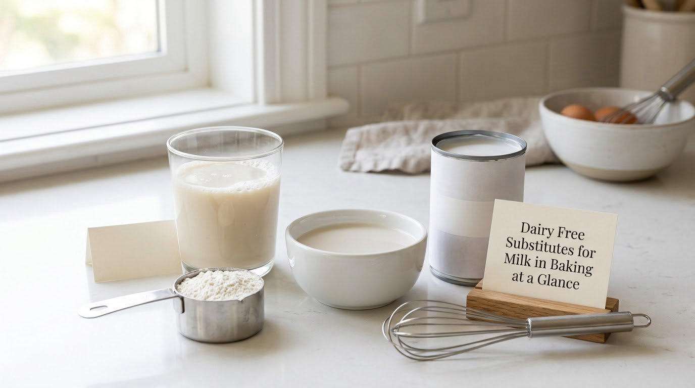 Dairy Free Substitutes for Milk in Baking at a Glance