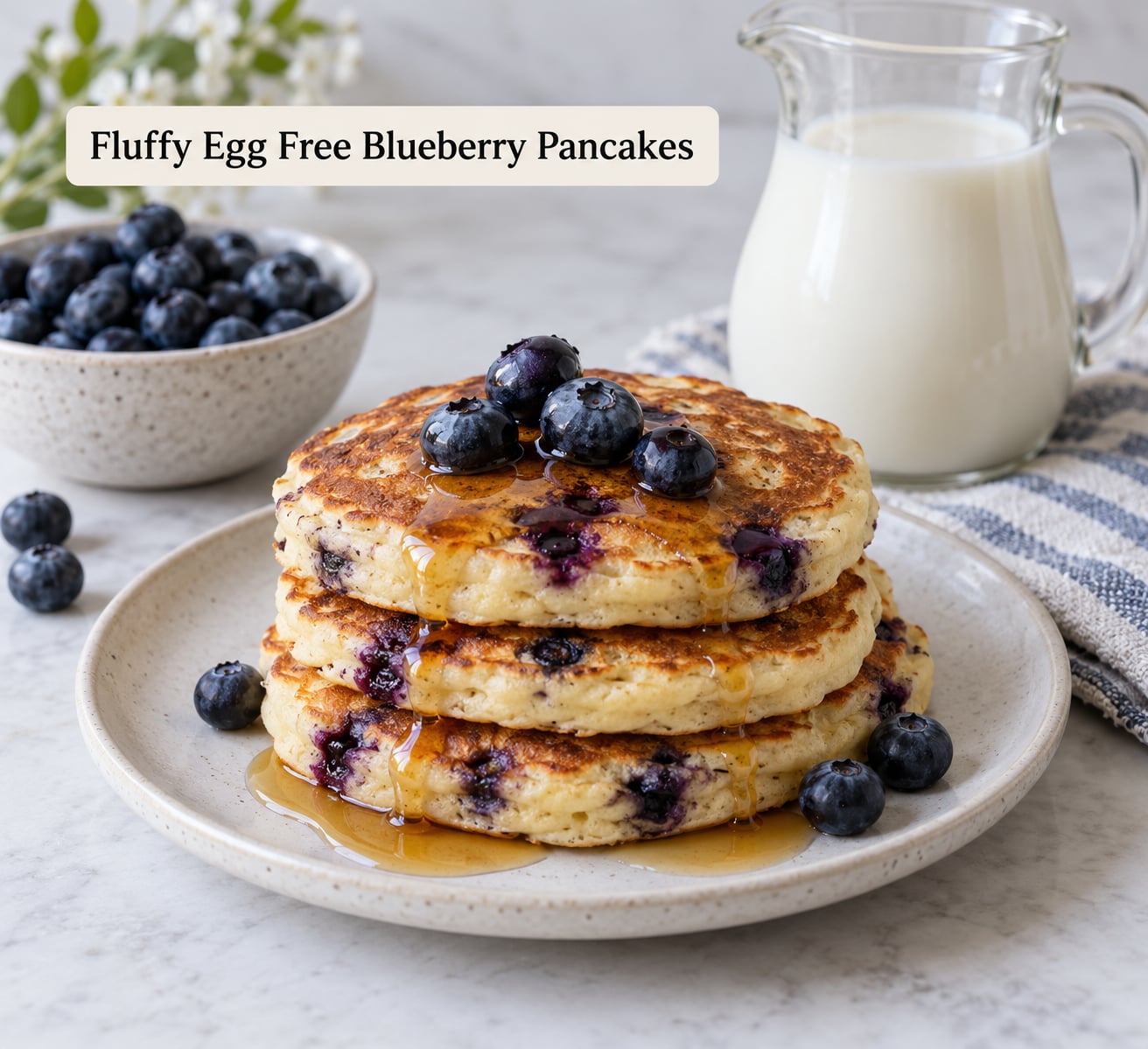 Fluffy Egg Free Blueberry Pancakes