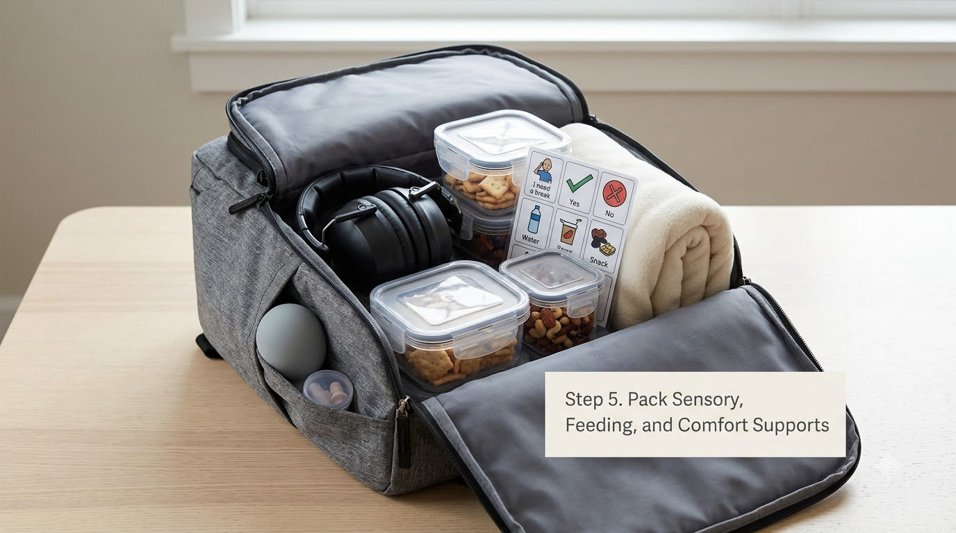 Step 5. Pack Sensory, Feeding, and Comfort Supports