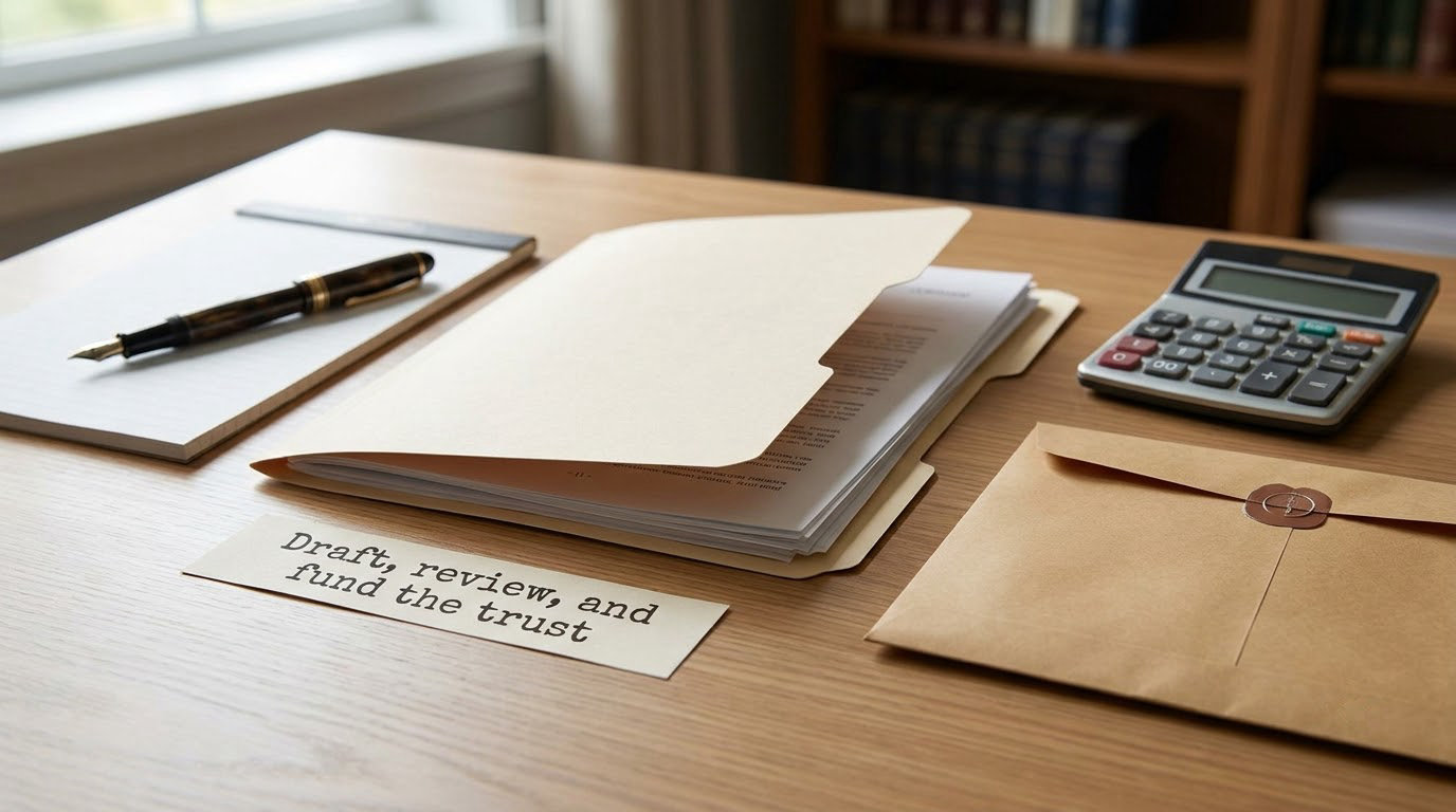 Draft, review, and fund the trust