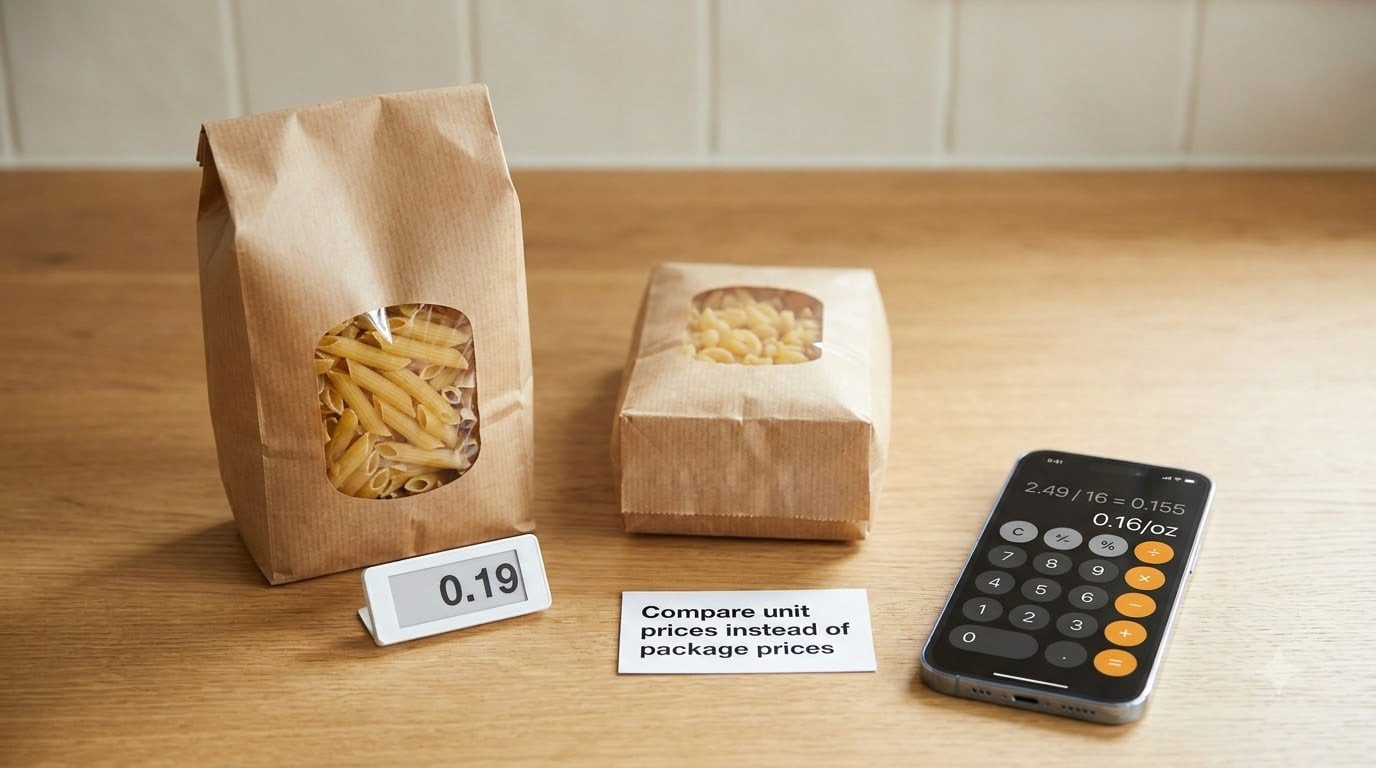 Compare unit prices instead of package prices
