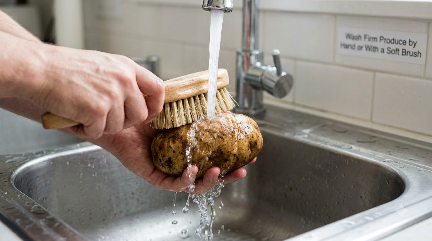 Wash Firm Produce by Hand or With a Soft Brush