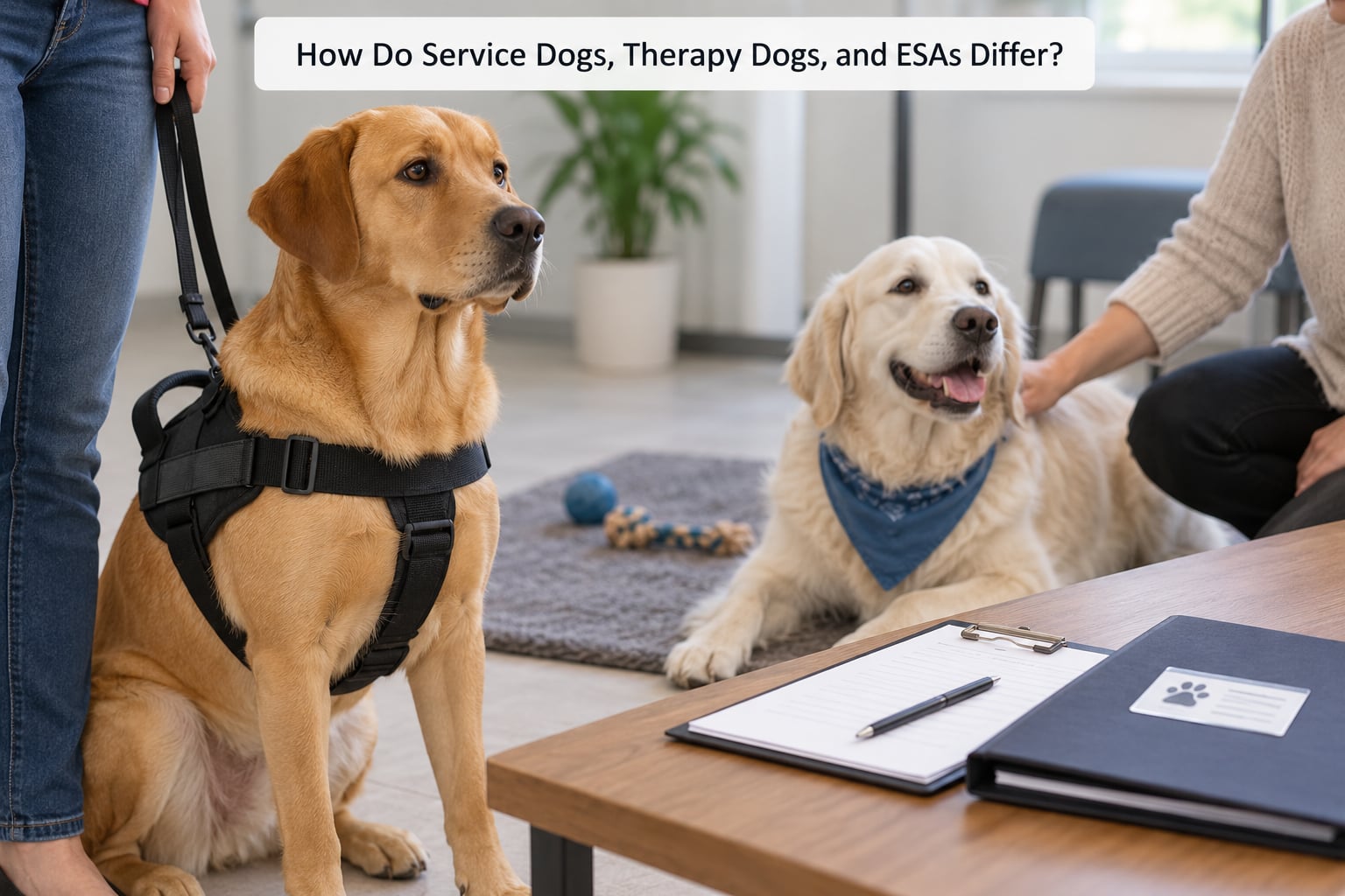 How Do Service Dogs, Therapy Dogs, and ESAs Differ?